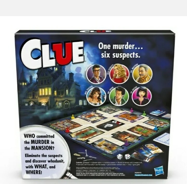 Clue Mystery Board Game Fun Family Time 2 to 6 Players 8 Years Old and Up Unisex