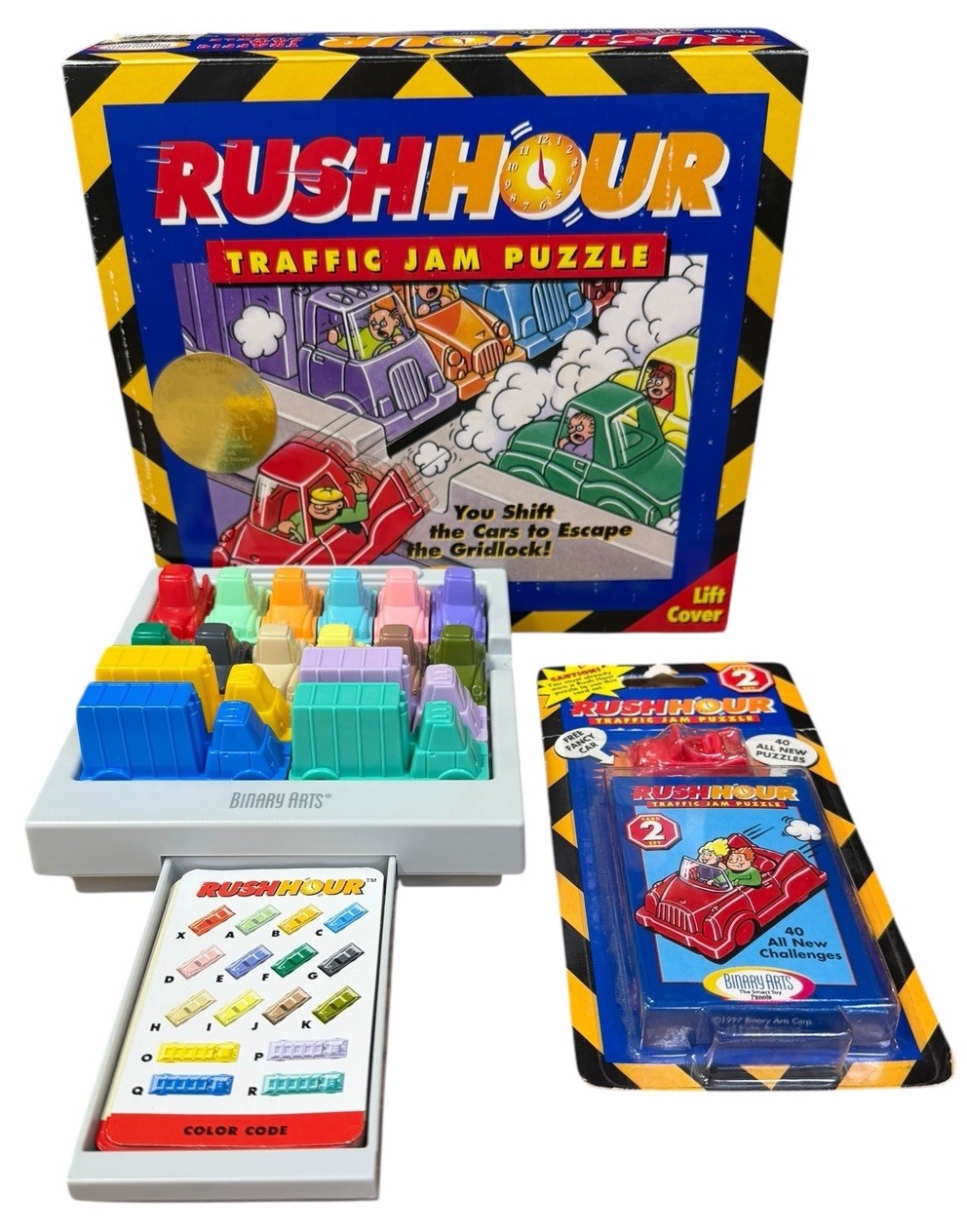 + CARD SET 2 Vintage 1996 Rush Hour Traffic Jam Puzzle Game Binary Arts COMPLETE