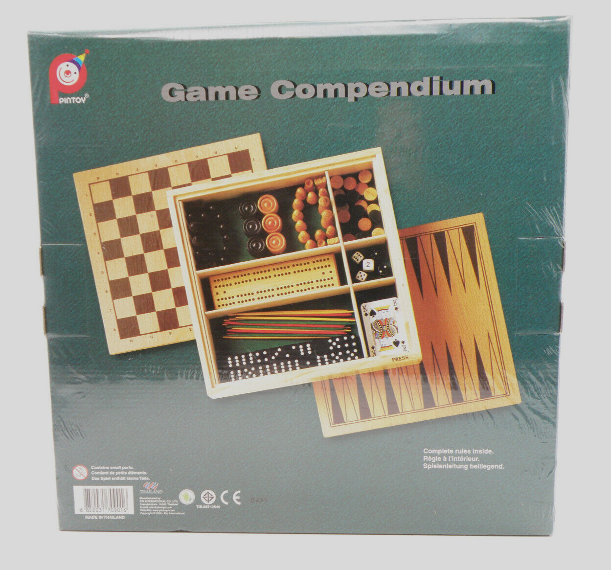Vintage GAME COMPENDIUM 7901-0 Wooden Pintoy Thailand 2000 – NEW Shrinkwrapped