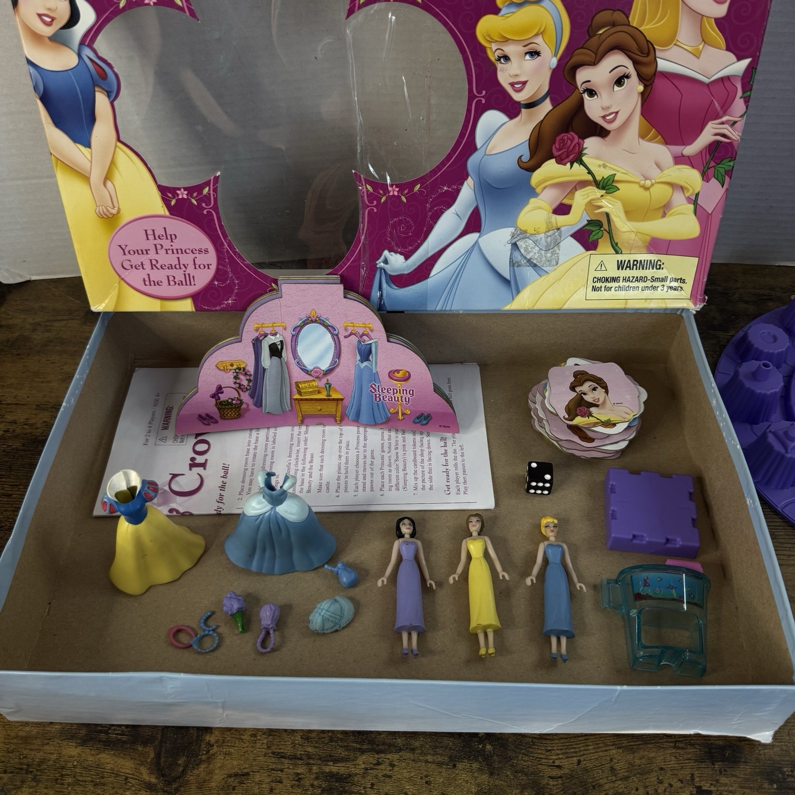 Disney Princess Gowns & Crowns Game 2005 MADE IN USA MB As Is Game Age 4+ As Is