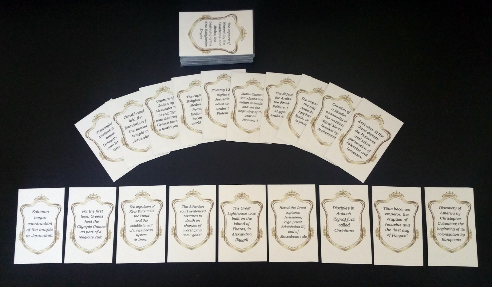 Timeline Bible Events – Board Game Handmade 160 cards 3.25″ x 2.00″ 