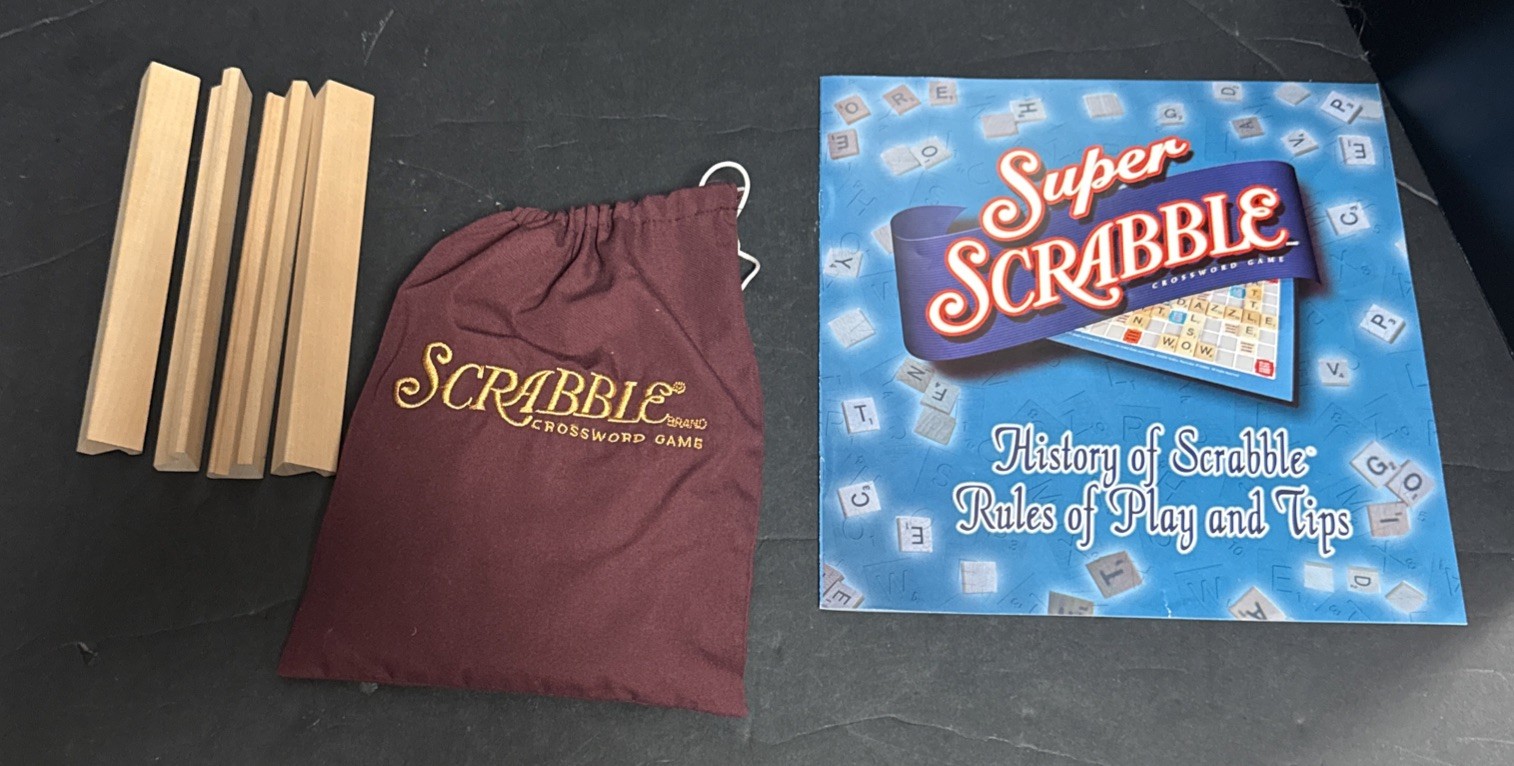Super Scrabble Deluxe Edition Crossword Board Game 200 Tiles 99% Complete 2006