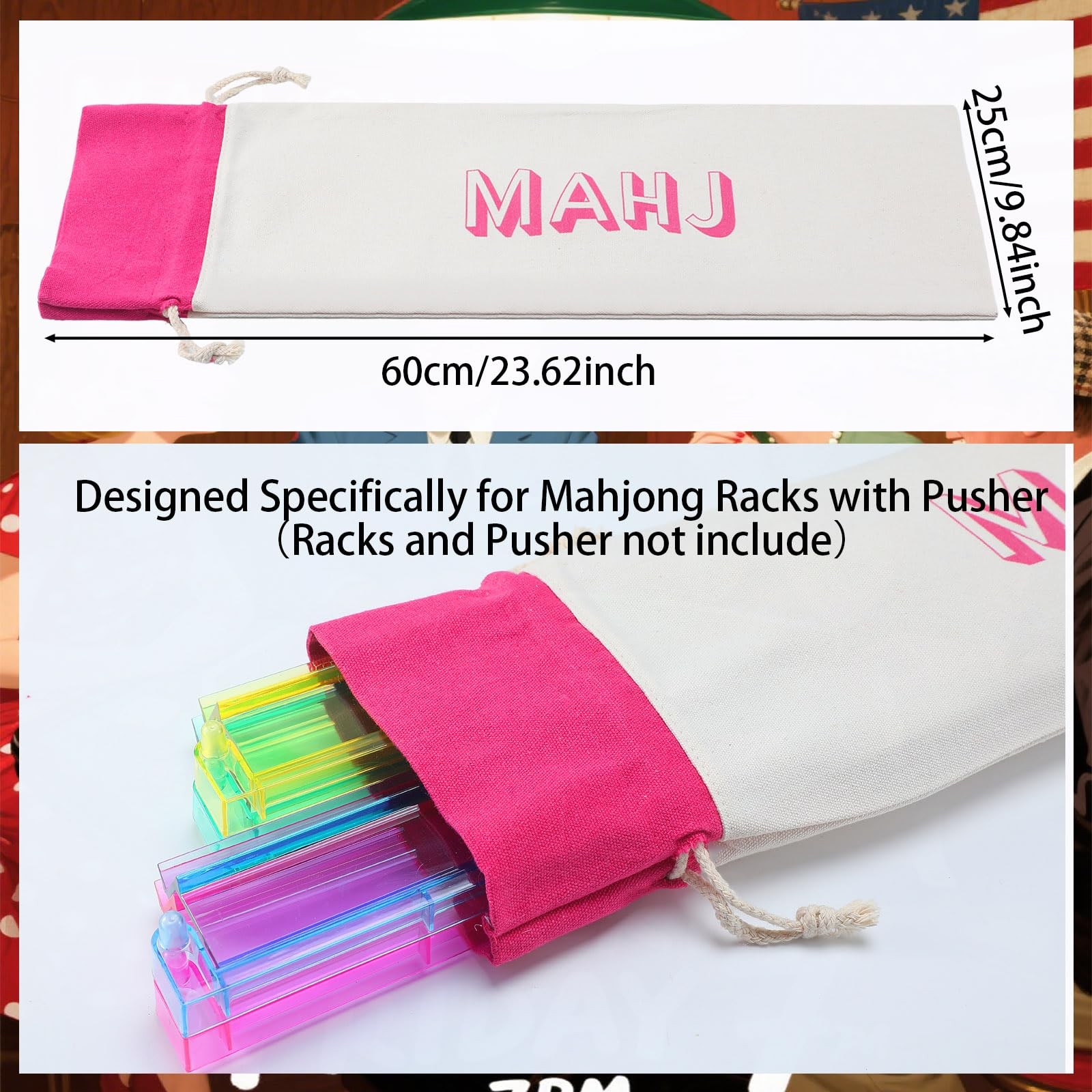 3 Pcs Empty Mahjong Bags Set for Tiles and Racks Canvas Mahjong Carry Tote Ba…