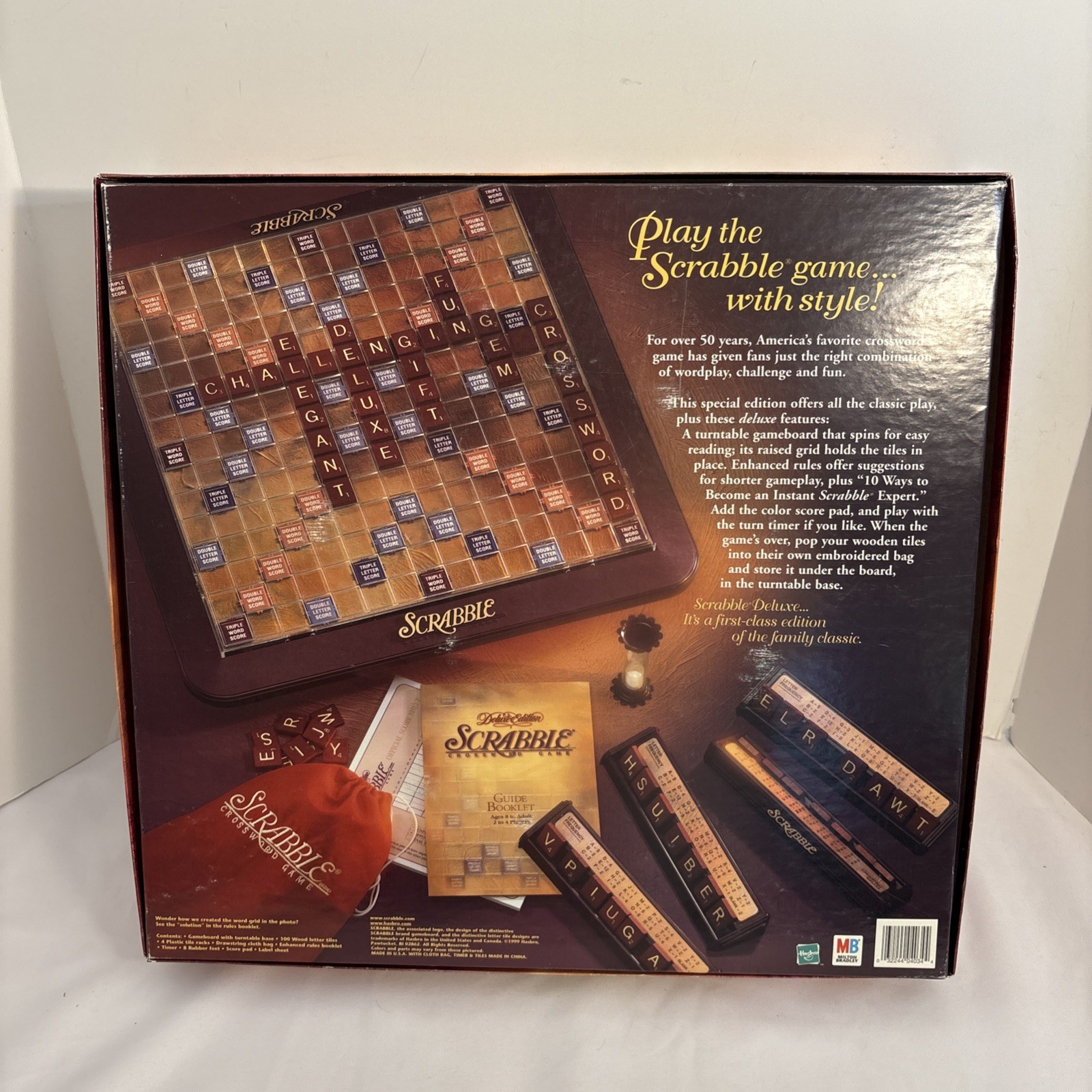 Scrabble Deluxe Edition Crossword Game 1999 100% COMPLETE! EXCELLENT CONDITION