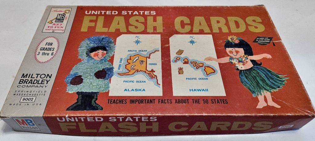 Vintage United States Flash Cards/ Milton Bradley # 9002 ~ 55 Cards ~ 1963