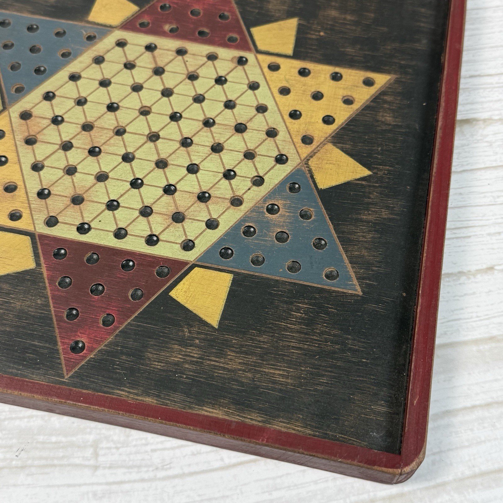 Vintage 1999 Tender Heart Treasure Chinese Checkers 9.5″ Square Wood Board Game