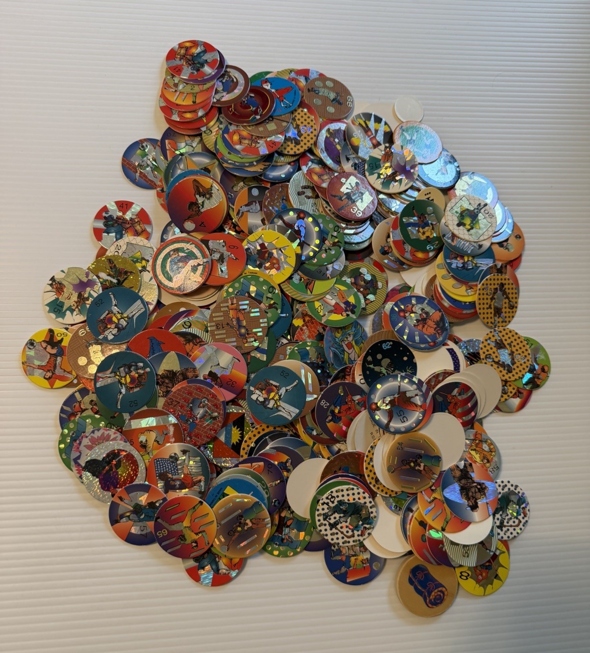 Huge Lot POGS Slammers Hundreds Of Different Designs Sports Holographic Shiny ++