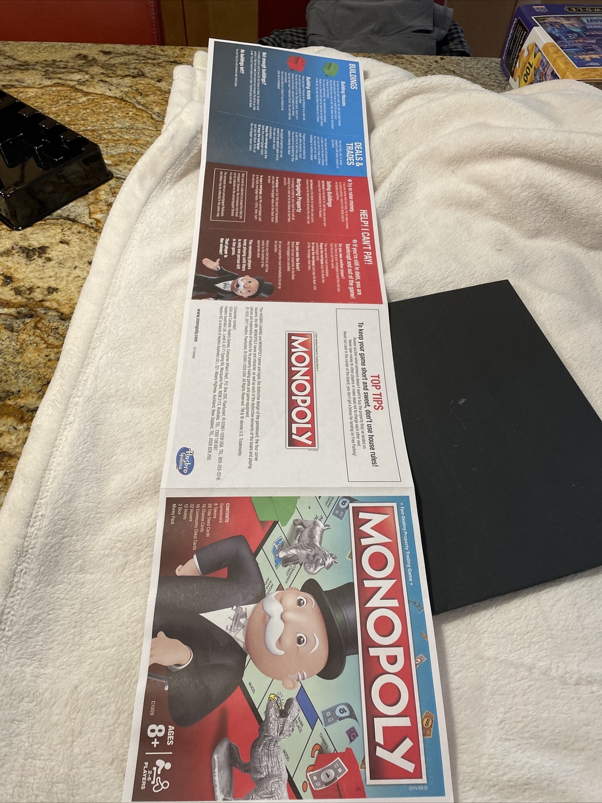 Monopoly Board Game Replacement Board & Instruction Manual Booklet Only