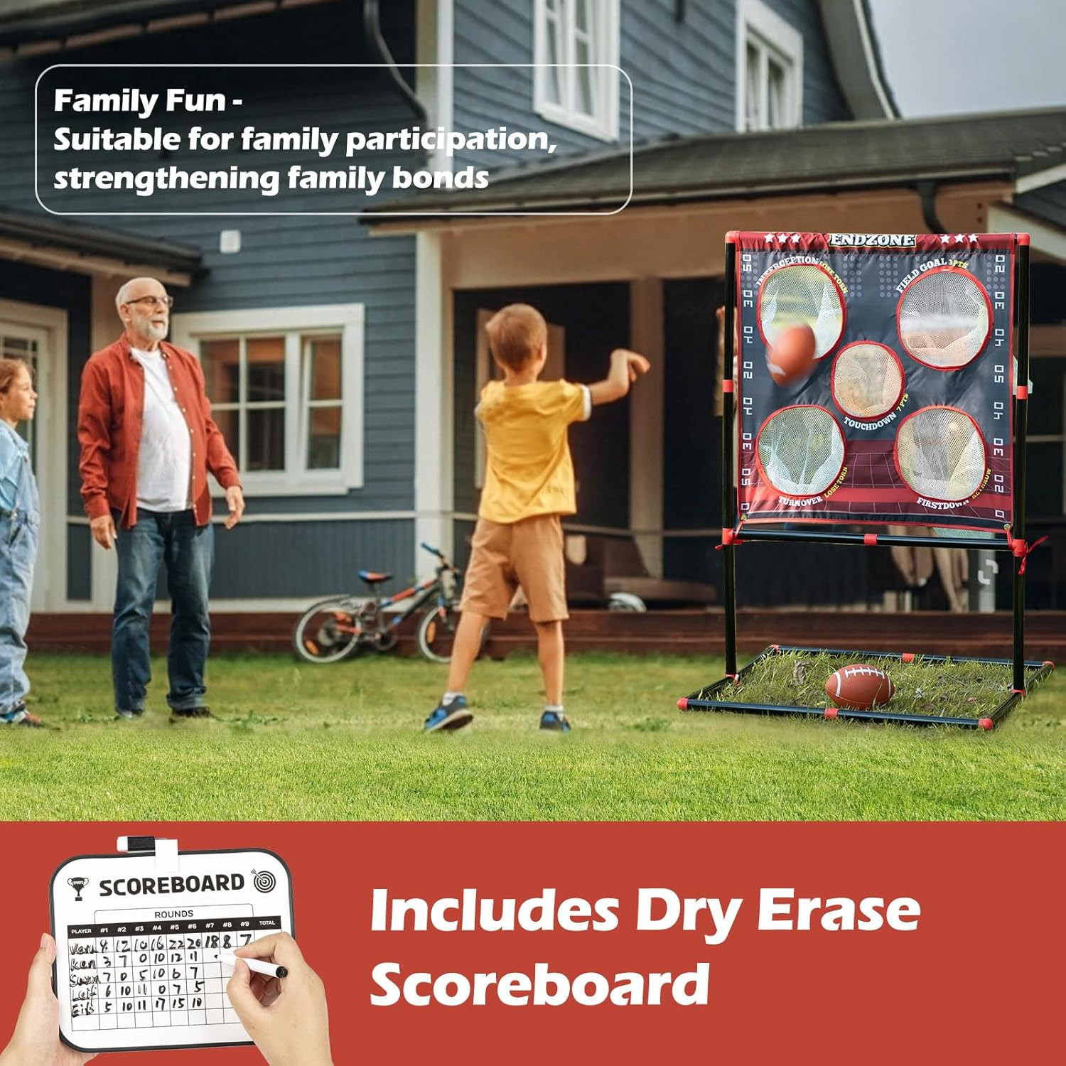 2-In-1 Football & Baseball Toss Game for Kids Ages 3-8 – Outdoor Garden Toy