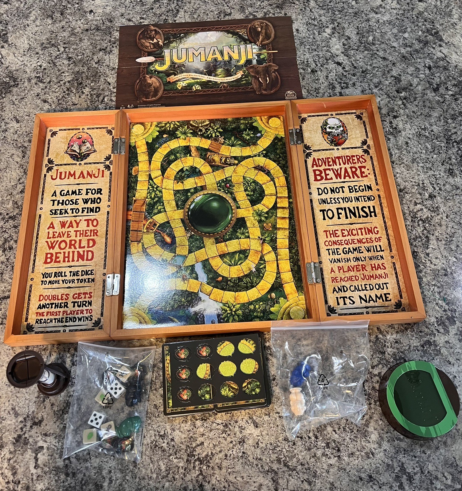 Jumanji The Game Real Wooden Box Edition of the Classic Adventure Game Complete