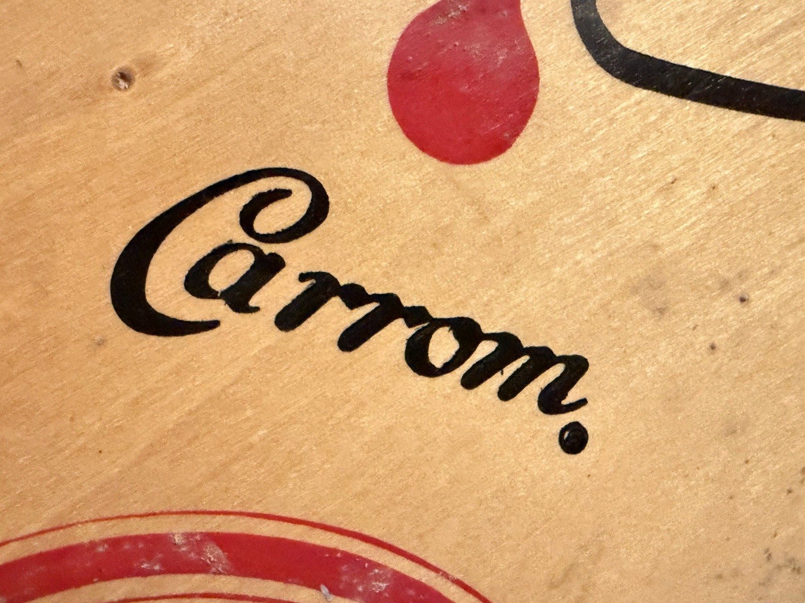 Carrom Wooden Double-Sided Game Board Complete Set w/ Cues & Rings Vintage 1970