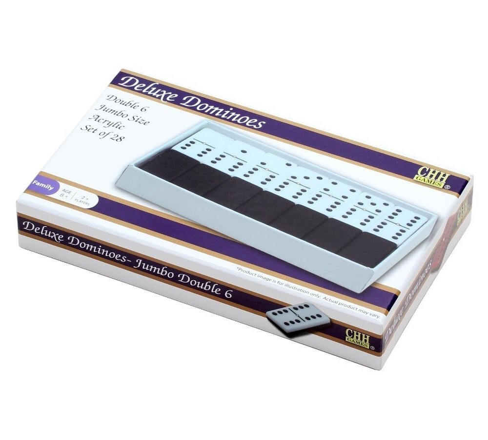 Premium Dominoes Double 6 Six Jumbo Size Acrylic 2 Tone Tile White & Red