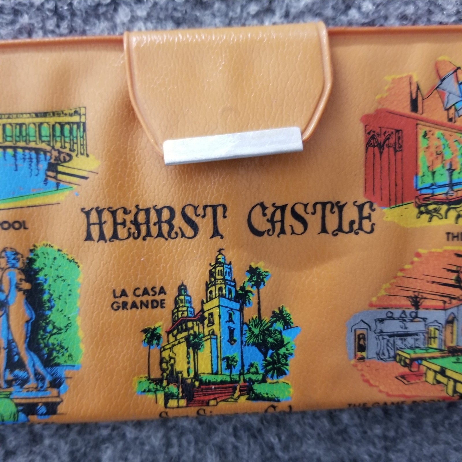 Hearst Castle Travel Checkers Magnetic Brown w Multicolor Graphics Snap Button