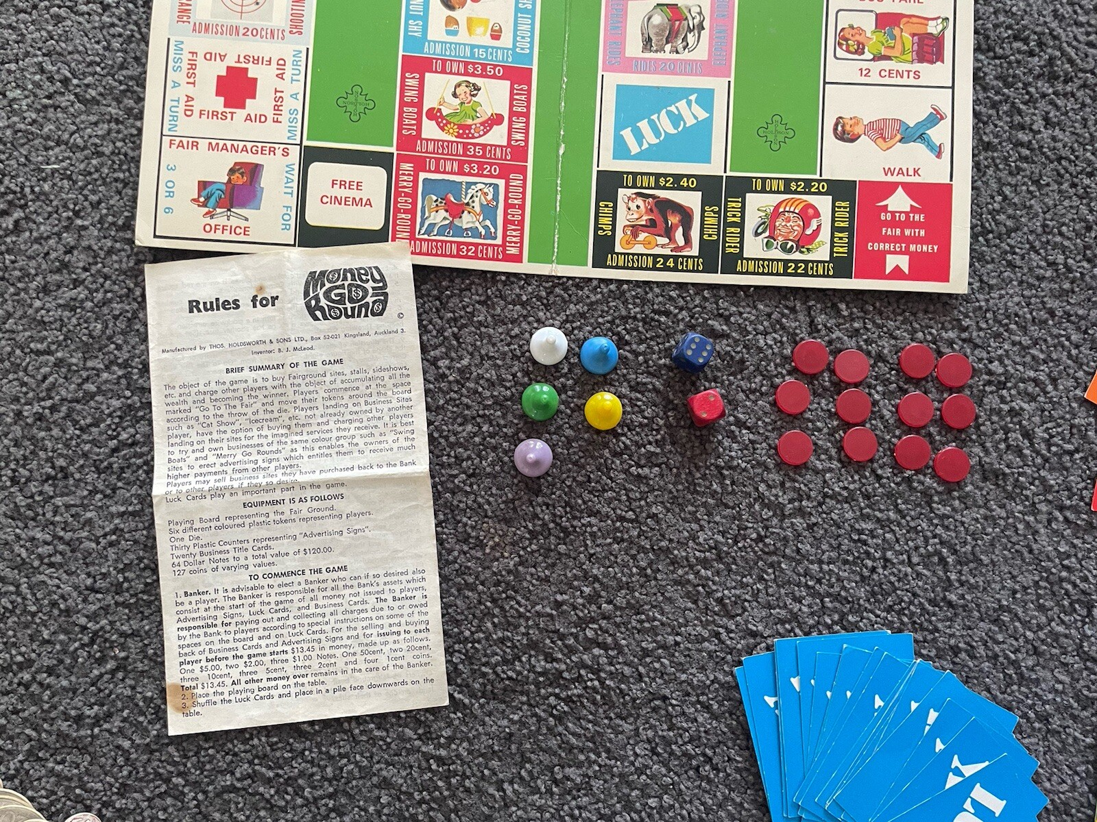 Vintage Money Go Round Board Game Complete Holdson New Zealand RARE