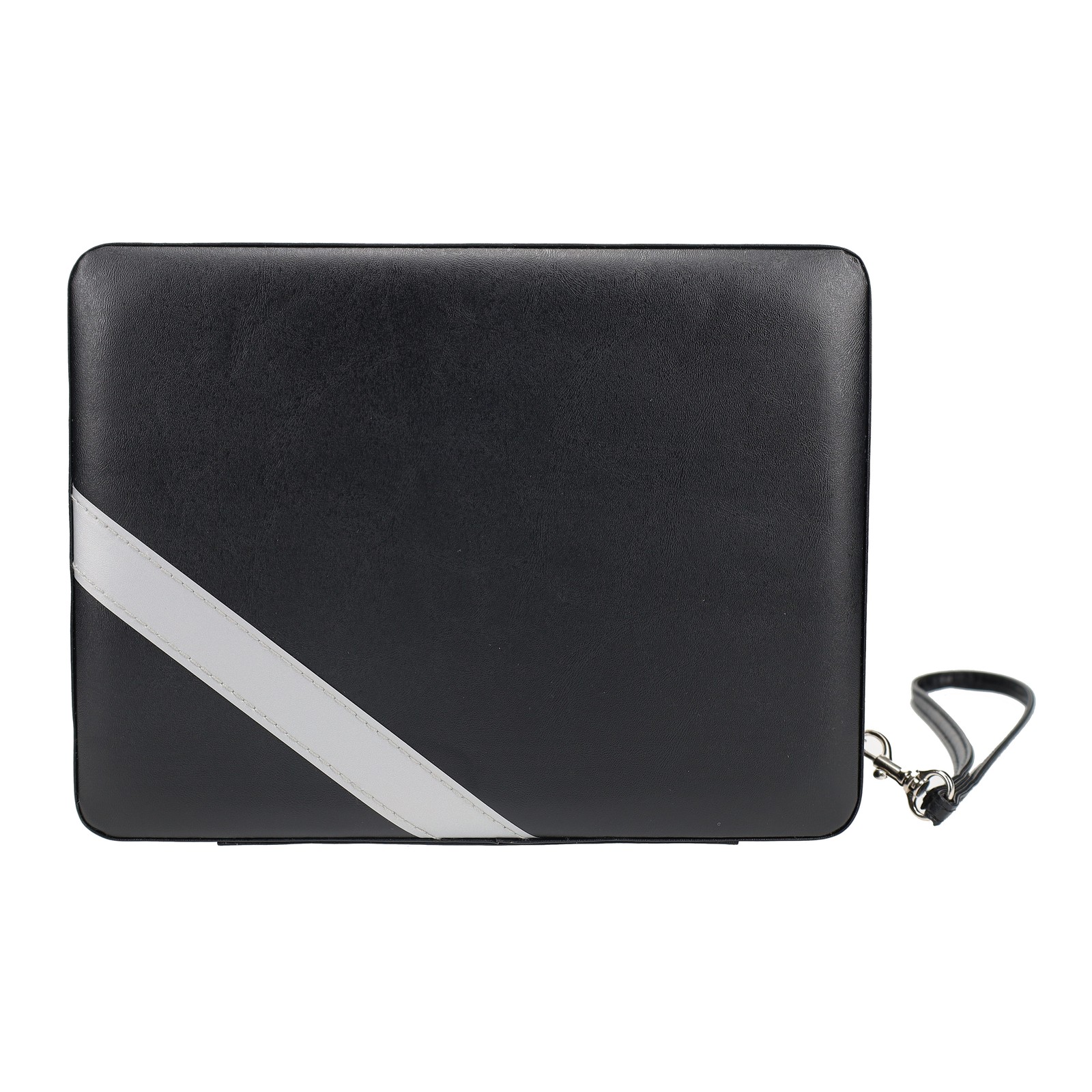 WE Games Travel Magnetic Backgammon Set, Black with Grey Stripe Leatherette Case