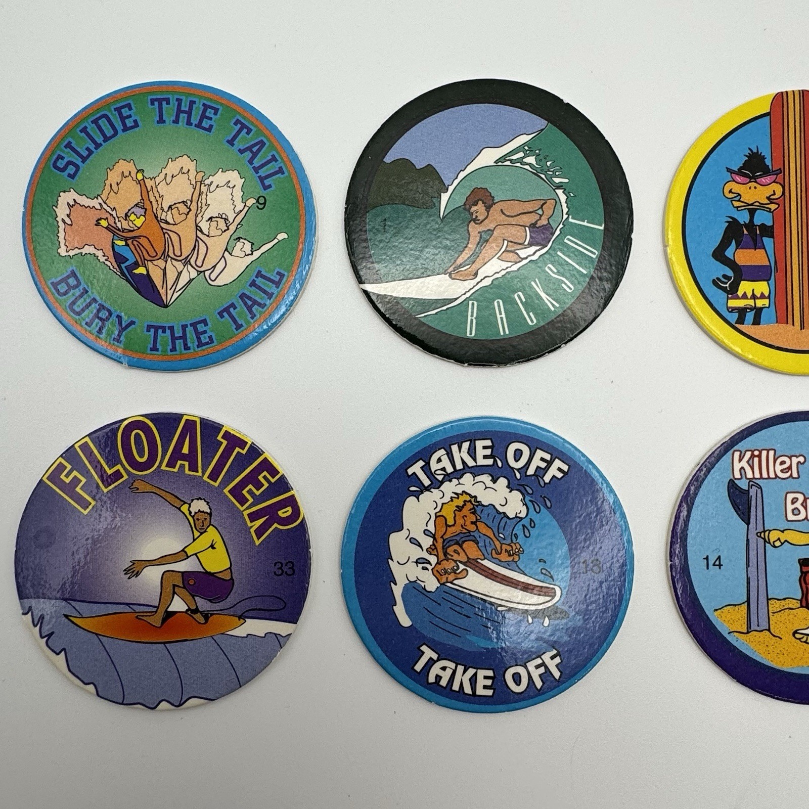 Vintage 1990s Surfing POGS Lot of 10 Original Unused Surf Collectibles