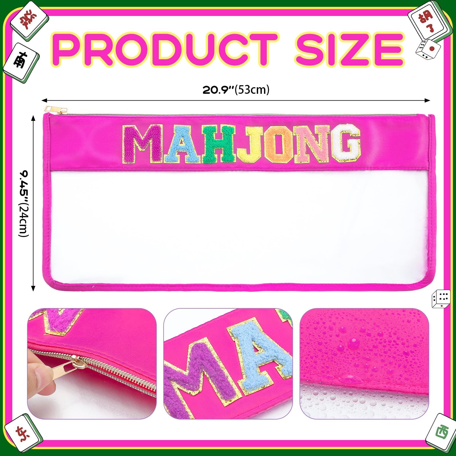 1 PCS Mahjong Bag – Empty Mahjong Tiles Bag Only with Zippered & Letters, Cas…