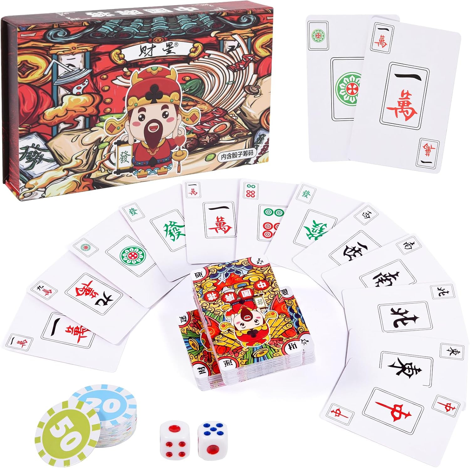 American Mahjong Card Game Set 144 Cards Dice Chips Instructions Travel Box