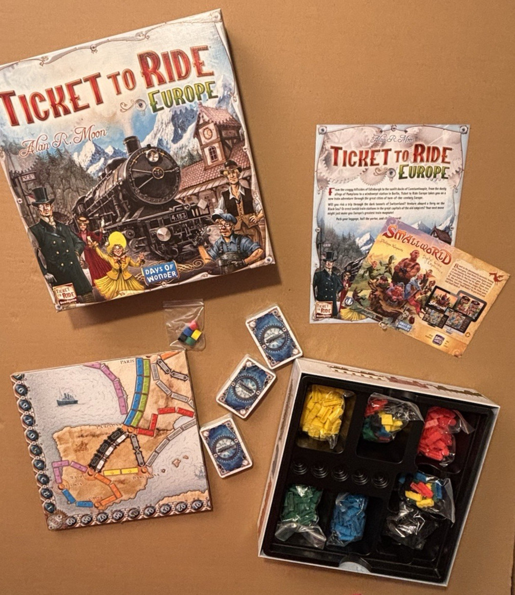 2016 Ticket To Ride Europe Board Game – New, Open Box, Complete, Sealed Cards