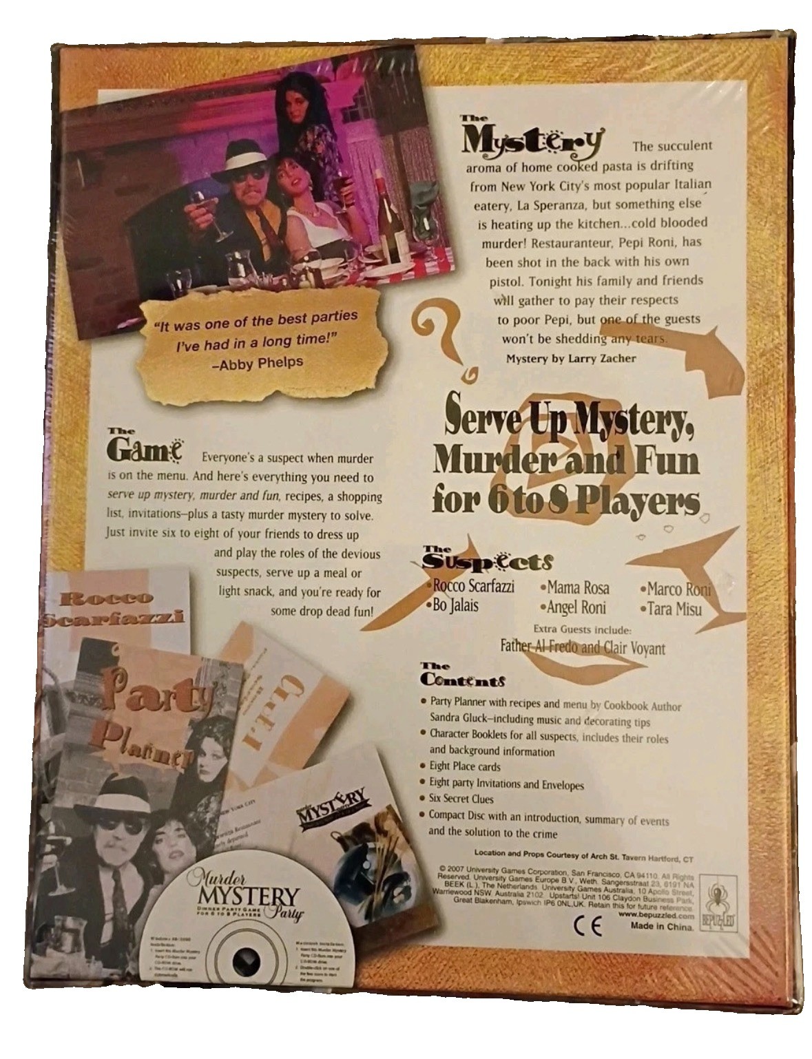 Murder MYSTERY Party Pasta Passion & Dinner Party Game 6-8 Players NEW BEPUZZLED