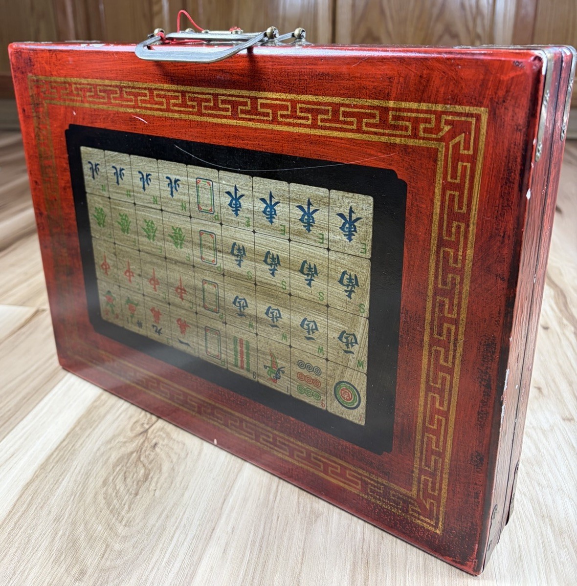 VTG Chinese Mahjong Set 144 Tiles Mah-Jong Game Carry Case Box Mahjong Mahjongg