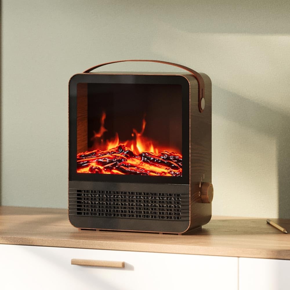 Hearth Brands Electric Fireplace Portable Space Heater with 3D Flame Walnut