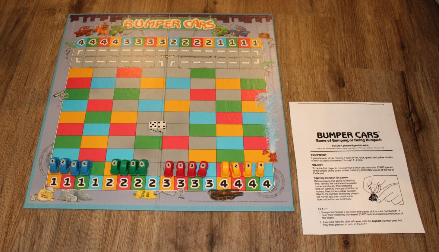 Vintage 1987 BUMPER CARS Board Game Parker Brothers