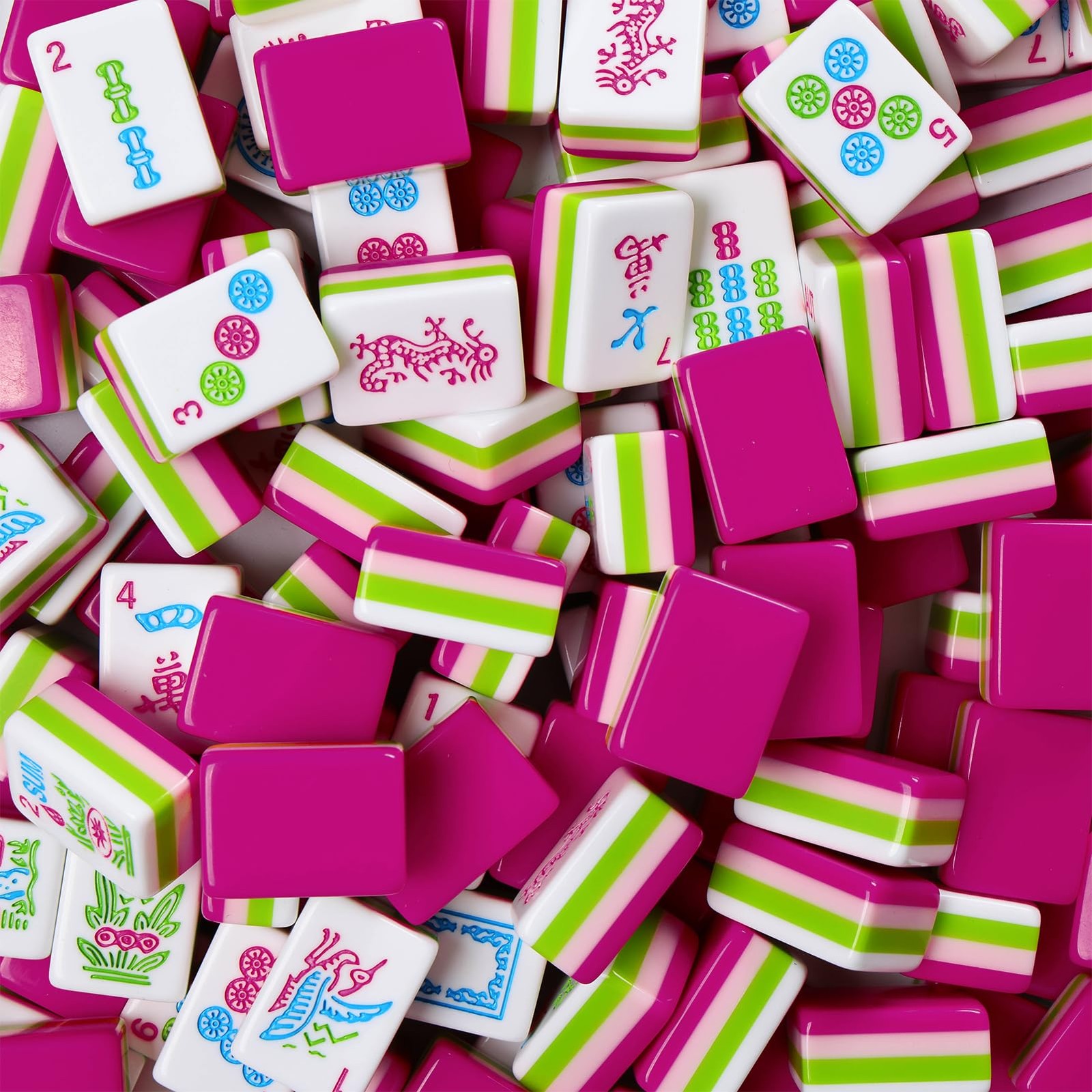 Engraved American Mahjong Tile 1.26 X 0.91 X 0.63 Inches, Magenta