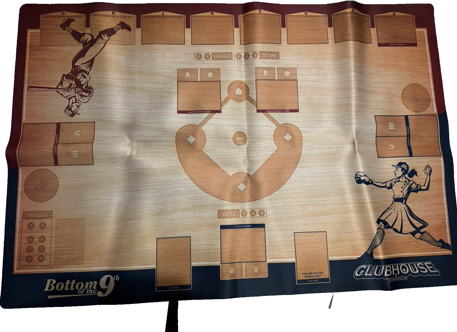 Bottom of the 9th Clubhouse Expansion Large Game Playmat Dice Hate Me Card Game