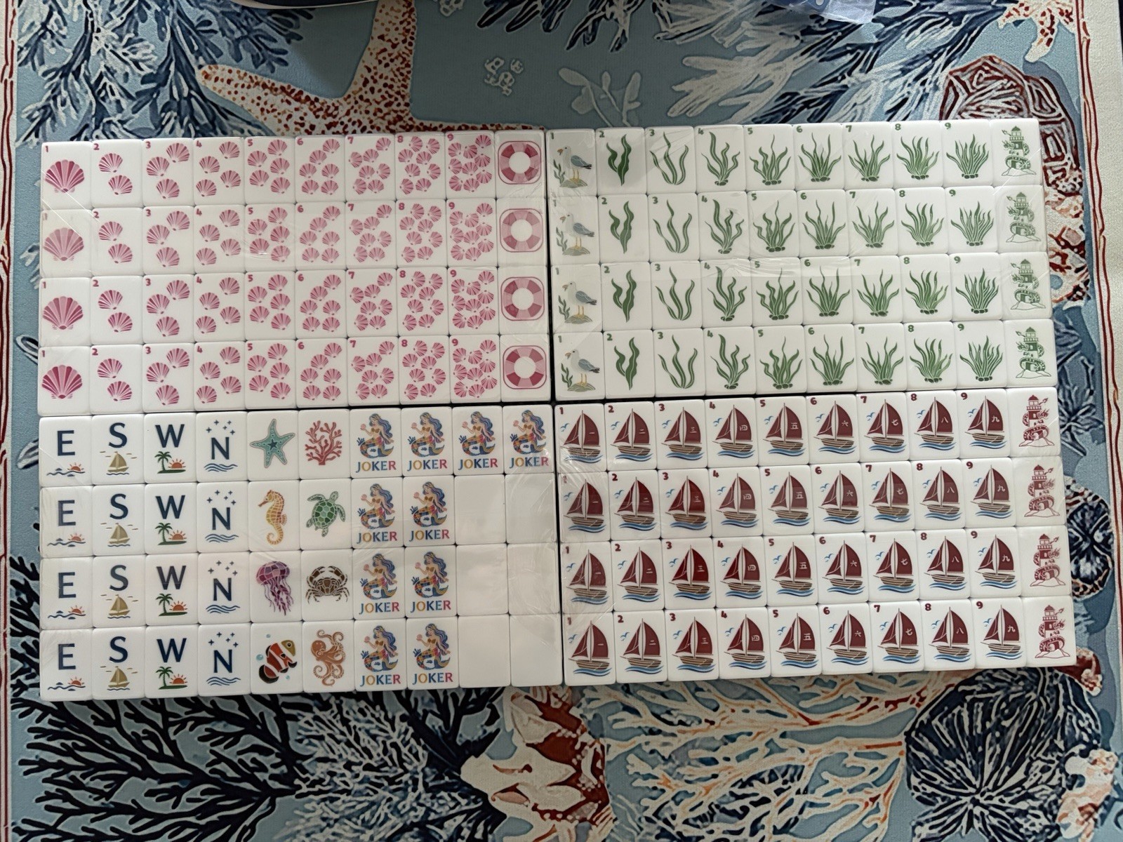 NEW Luxury Ocean Mermaid Mahjong Set 160 Acrylic Tiles Carry Bag Dice Premium