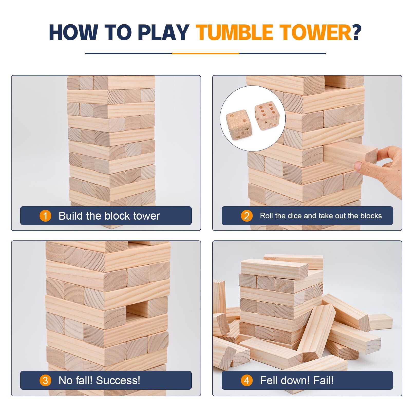Giant Tumble Tower Family Games for Kids and Adults 57 Blocks New Zealand Pin…
