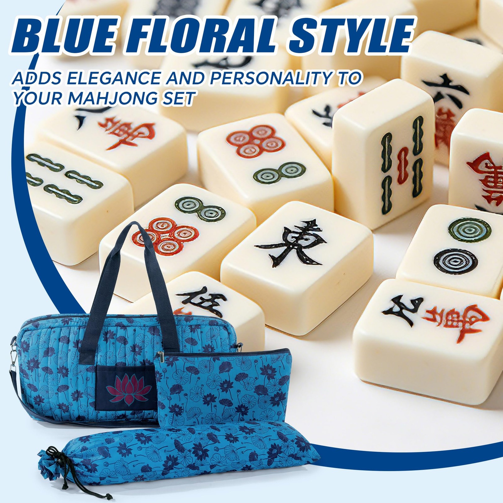Mahjong Bag Set with Tiles Bag and Rack Storage, Thickened Quilted Mahjong Ca…