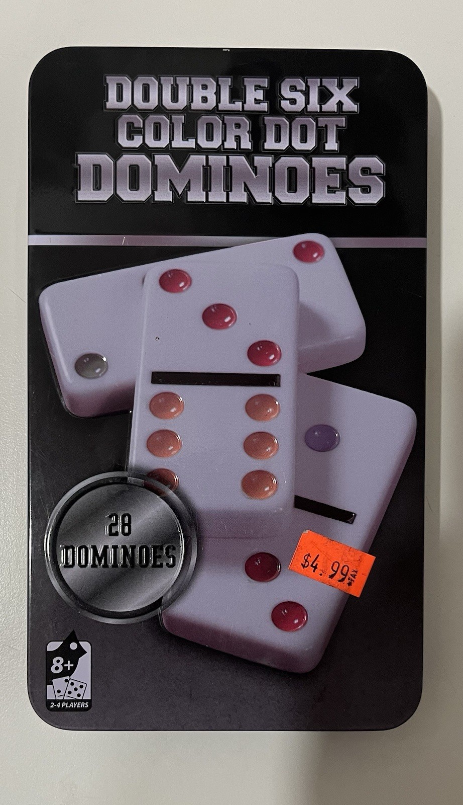 Double Six Color Dominoes In Tin 28 Dominoes