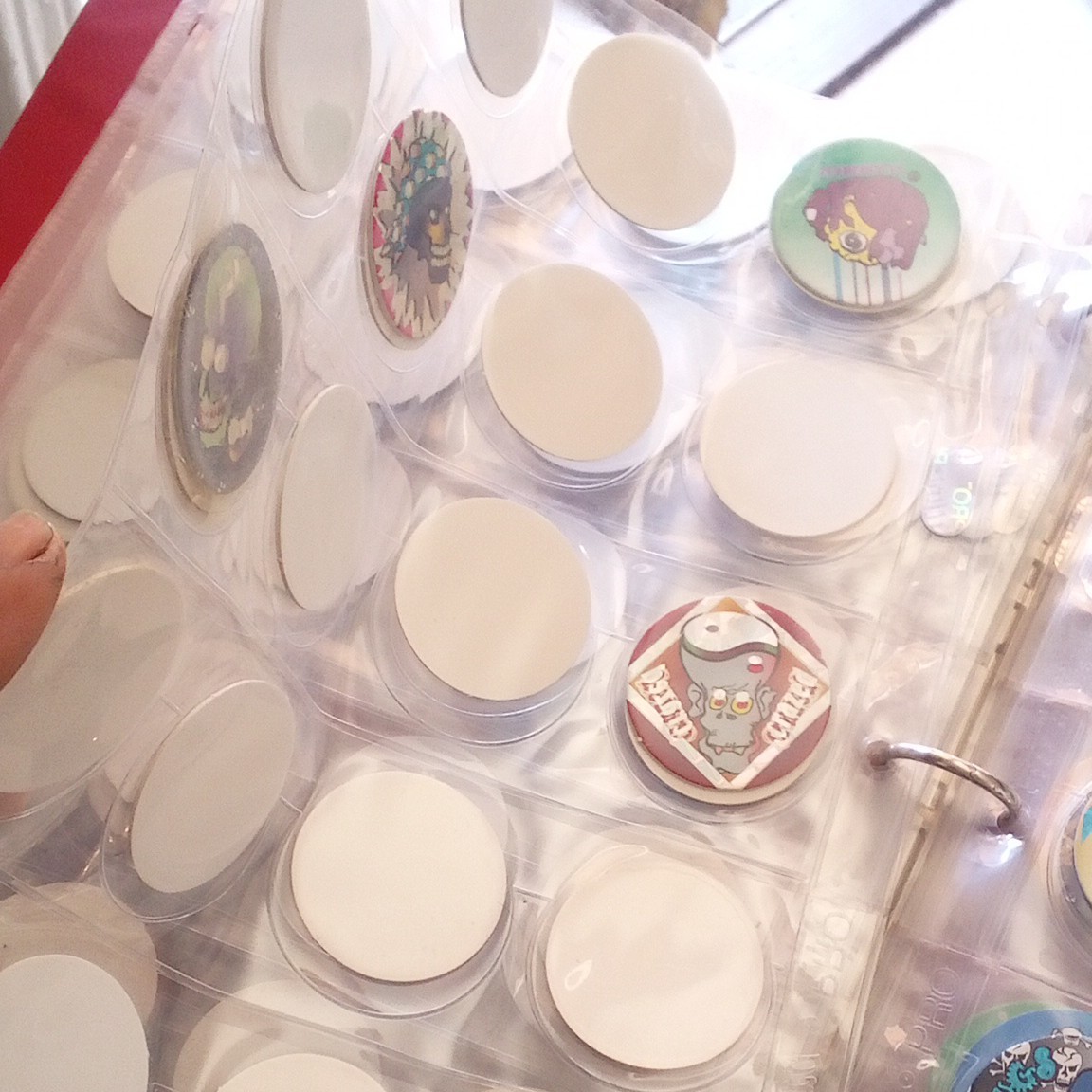 Pogs Collectible Game Pieces Skull Theme Lot w/ Binder Sleeves/Pages