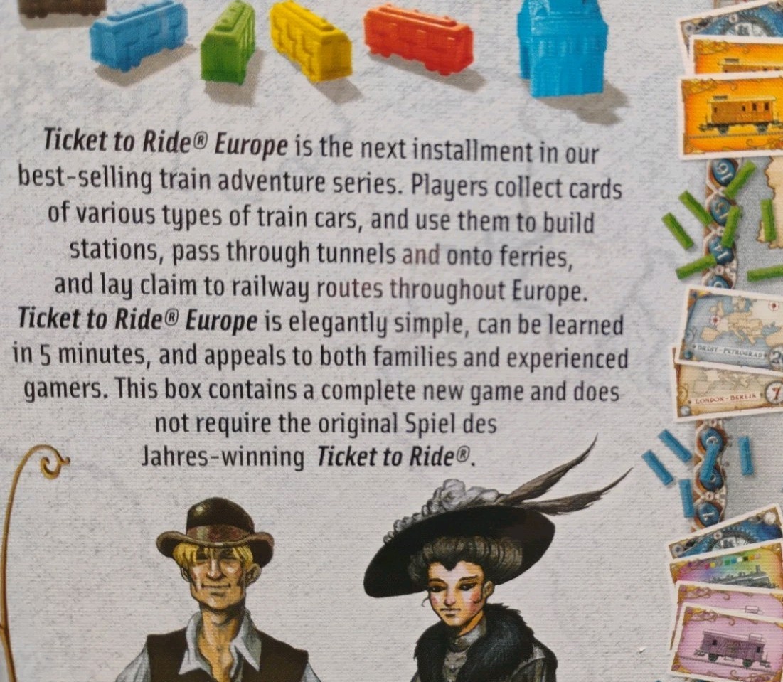 Ticket to Ride Europe Board Game Tunnels Ferries Train Stations Strategic
