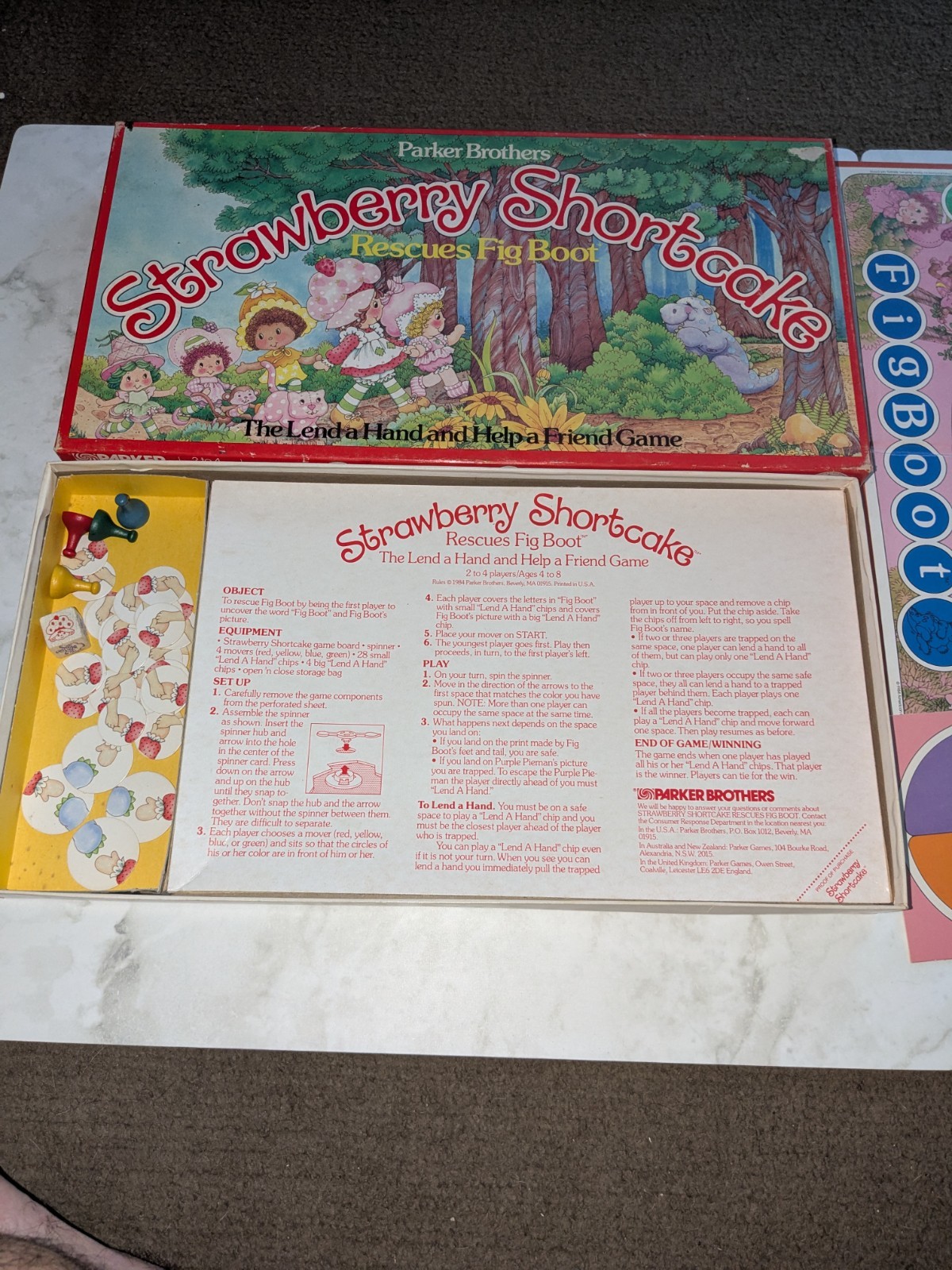 Vintage Strawberry Shortcake Rescues Fig Boot Board Game COMPLETE Nice Condition