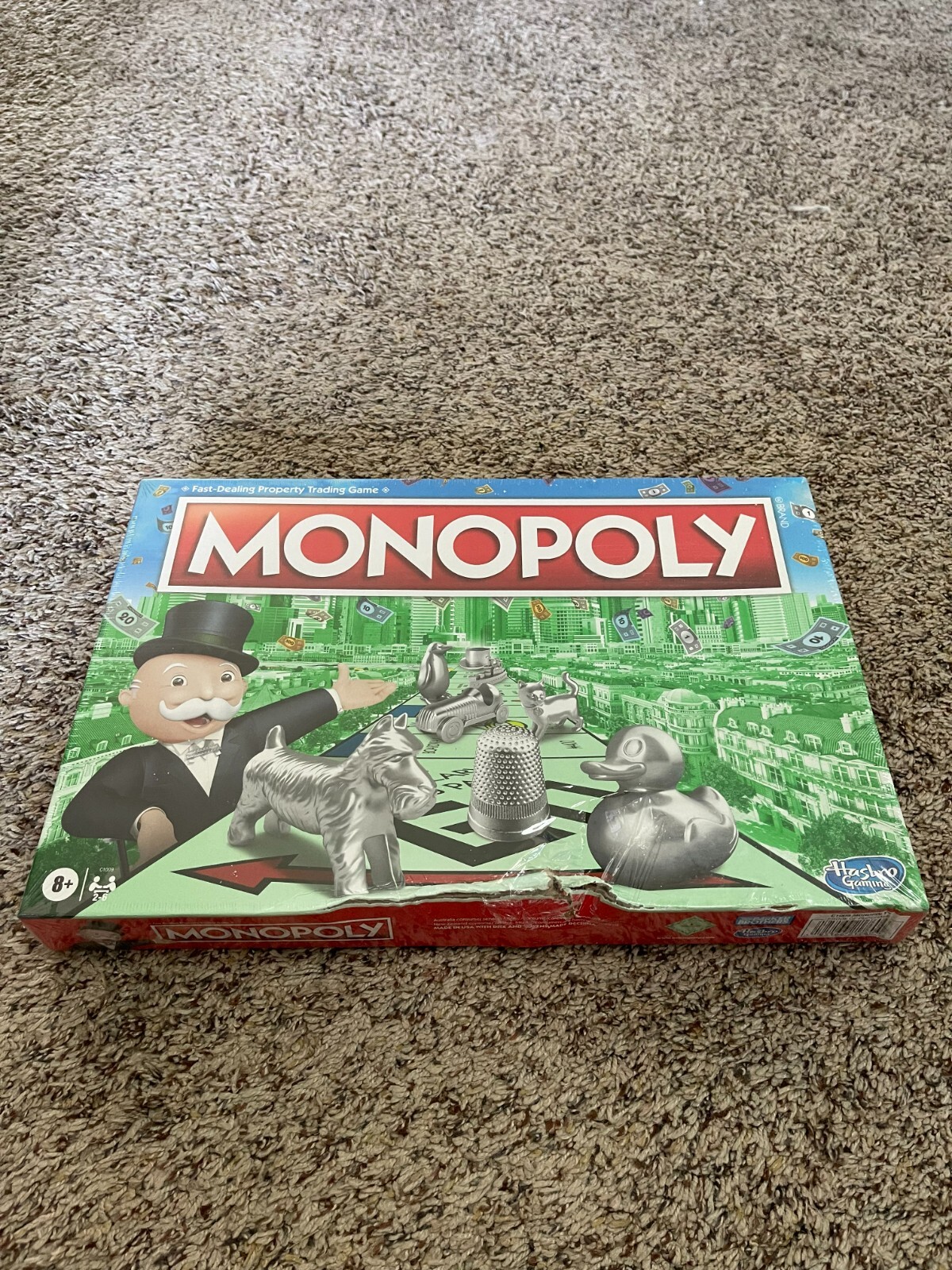 New Monopoly Board Game, Family Board Game for 2 to 6 Players Damaged Box