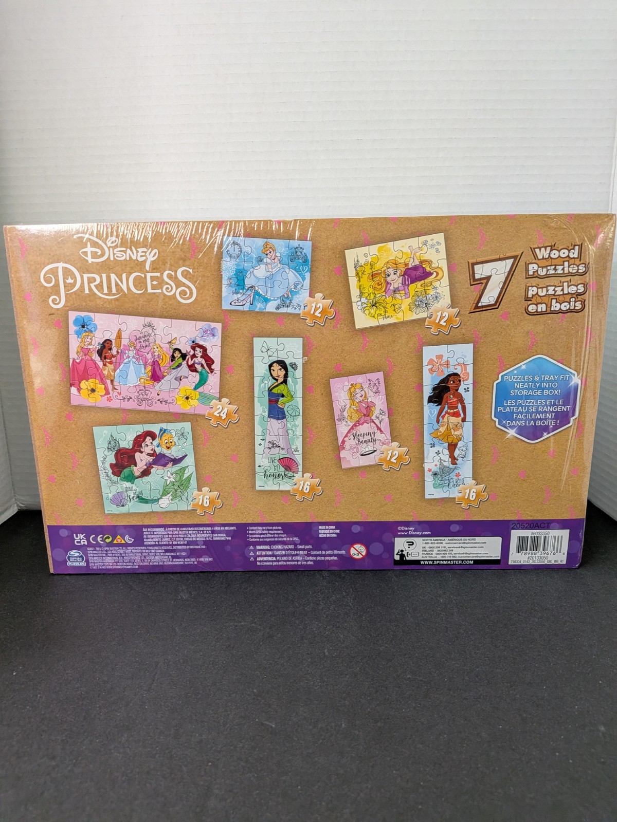 Disney Princess 7 Wood Puzzles Age 3+ Spinmaster Brand New!
