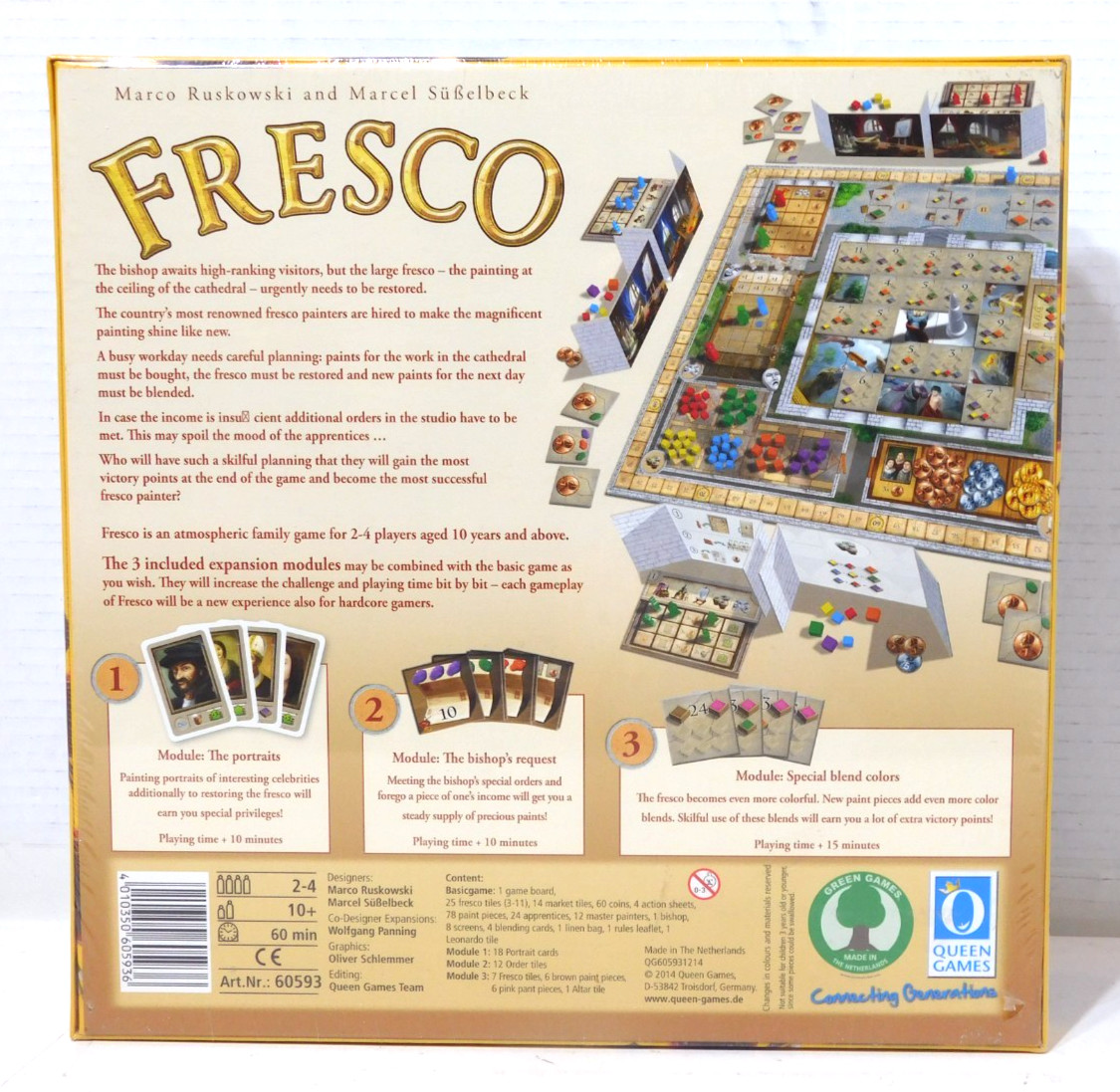 NEW SEALED 2014 Fresco Board Game w/ 3 Expansion Modules Queen Games