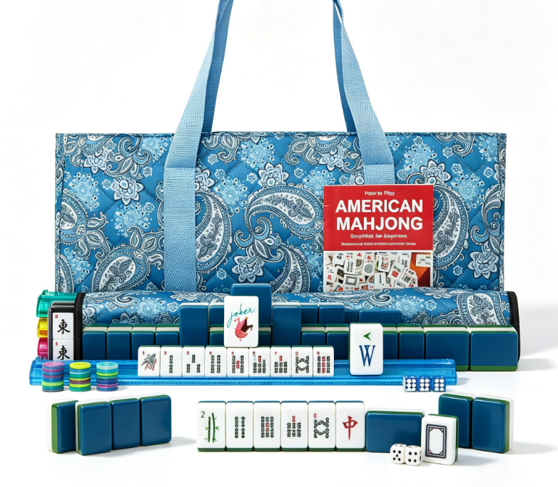 NEW!American Mahjong,160 deep blue Layered+Fashion Mahjong bag set Fast ship