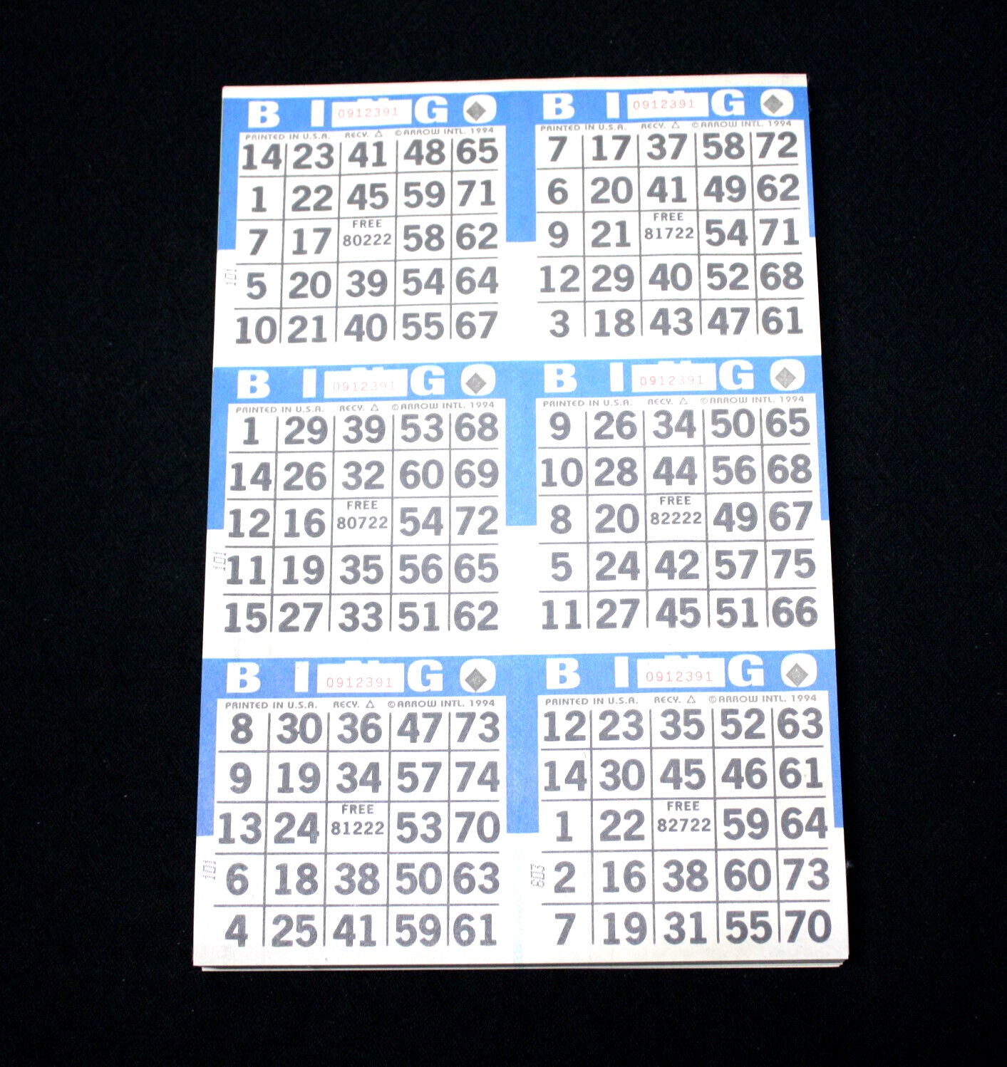 BINGO PAPER Cards Sheets 6 on 8 Blue Border – 10 pack