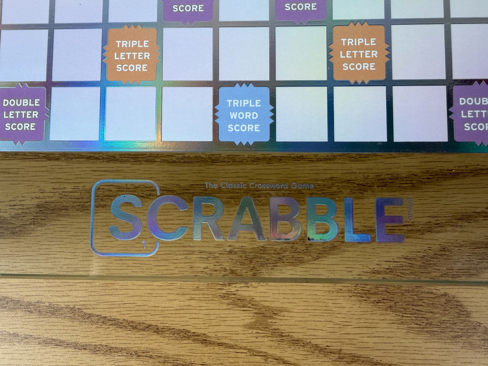 SCRABBLE AURA Glass Game WS Game Rotating Board Lazy Susan Open Box