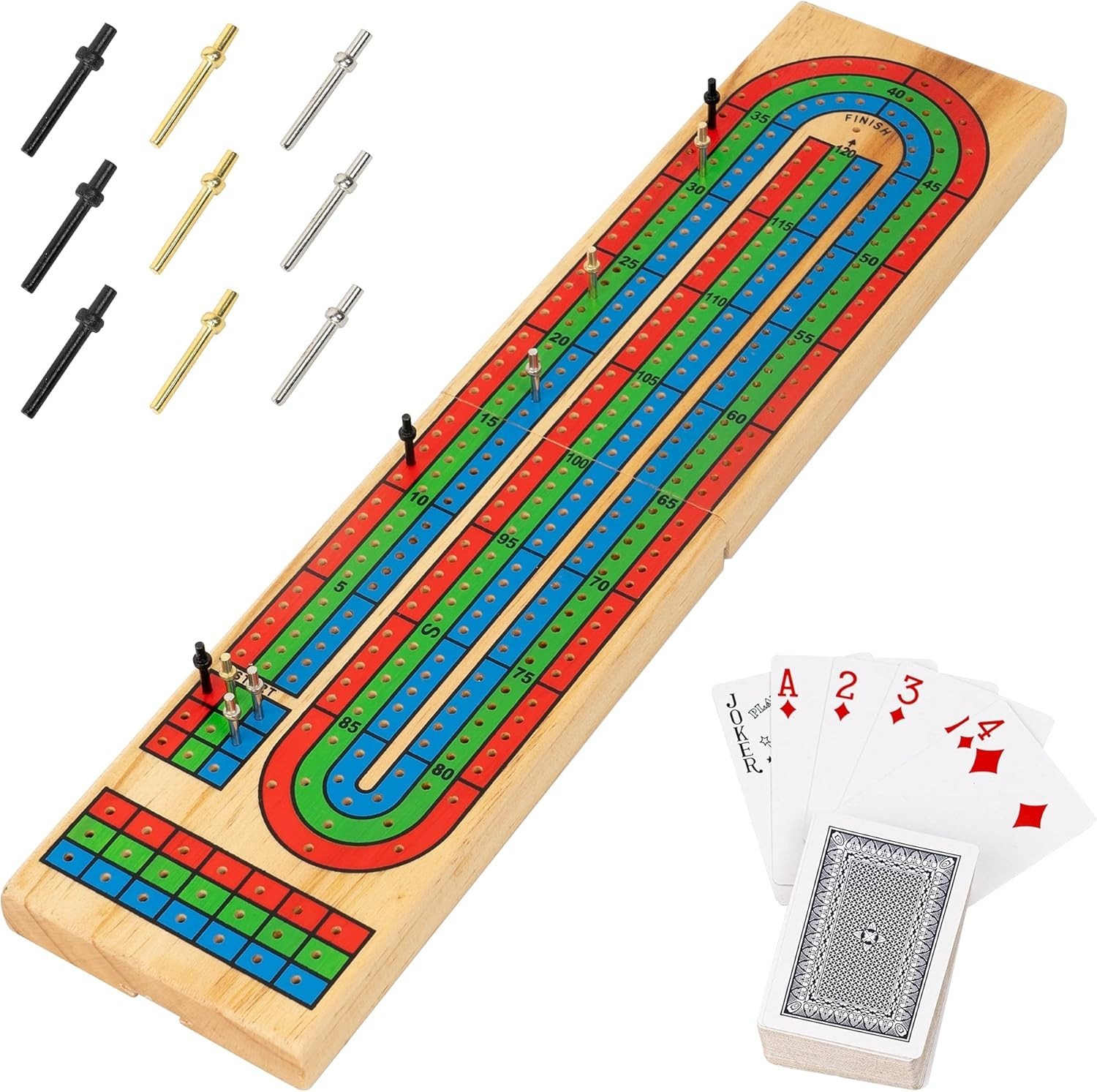 Cribbage Board Game Set w/Storage – Fun Table Game with Wooden Board for Adul…