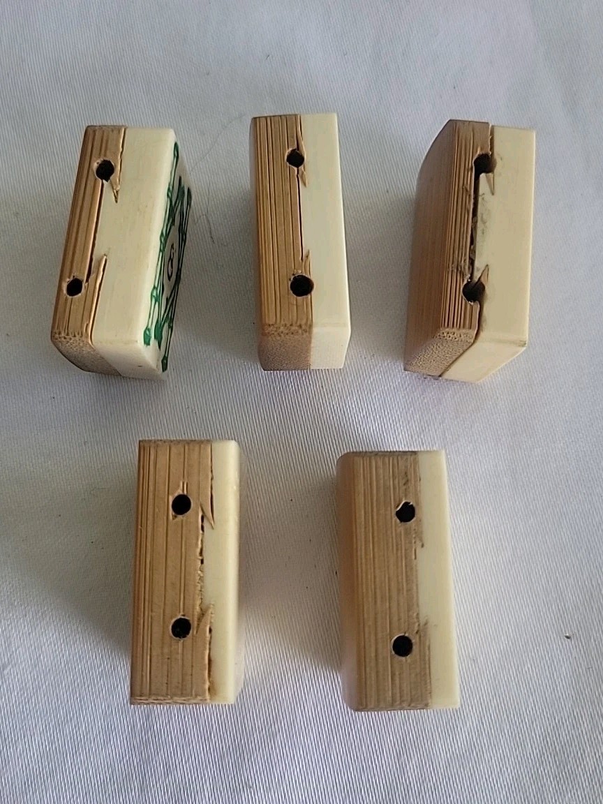 Vintage Mahjong Replacement Tiles Lot of 5 – Bone & Bamboo Dovetail 30mm x 21mm