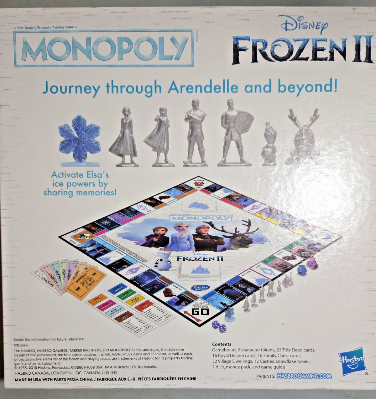 Monopoly Frozen II Disney Edition Board Game Elsa Olaf Kristoff Anna Complete