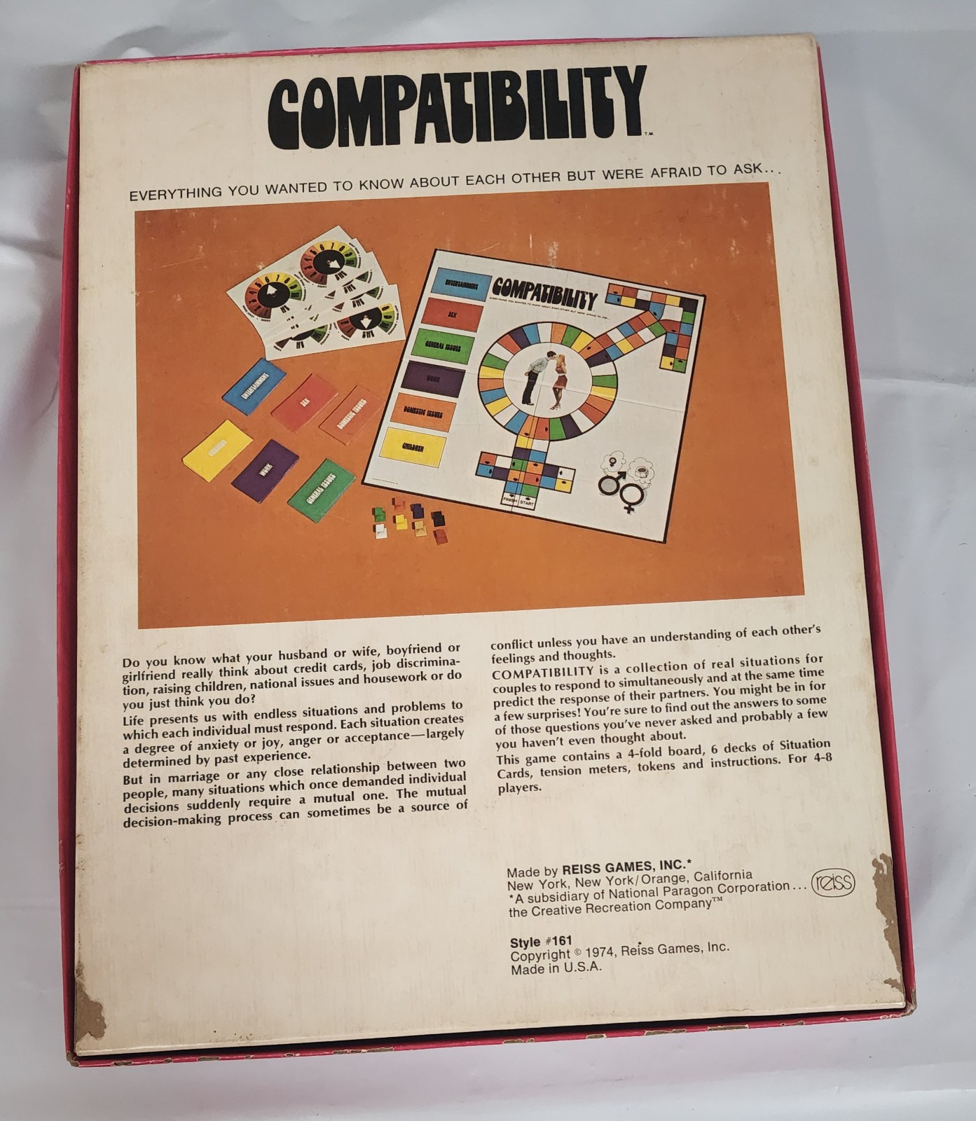 Compatibility Board Game Reiss Games Style #161 Made USA Vintage 1974 Complete