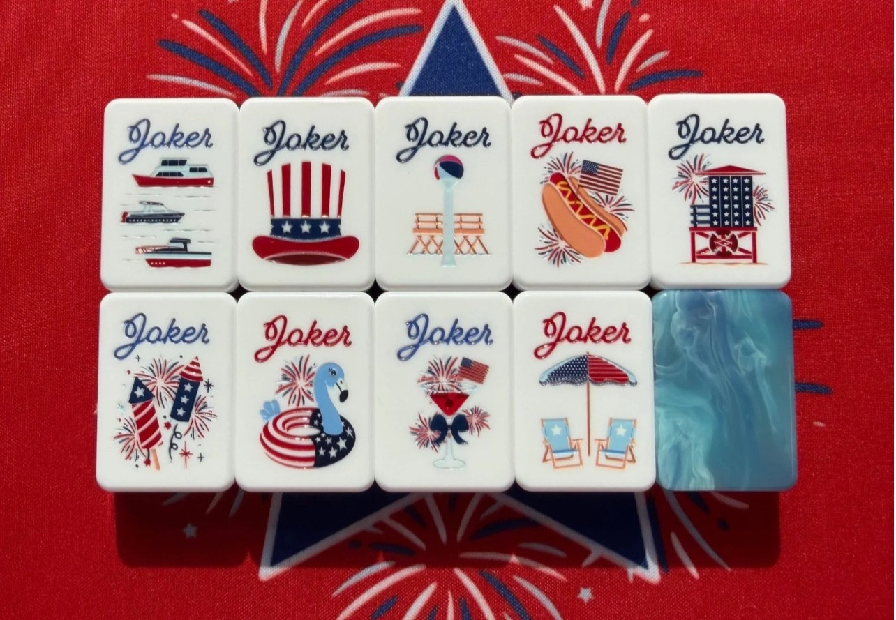 2026 Blue🇺🇸 American Mahjong Game Set, 160 Mah Jong Tiles+ Free storage bag