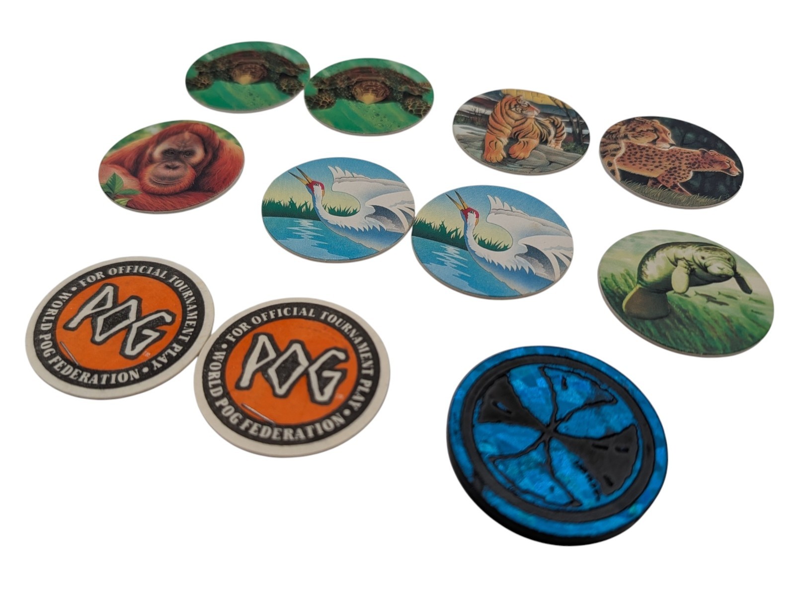 VTG 1990s The WORLD POG FEDERATION POG Brand Lot 10 Pogs + 1 SLAMMER Authentic