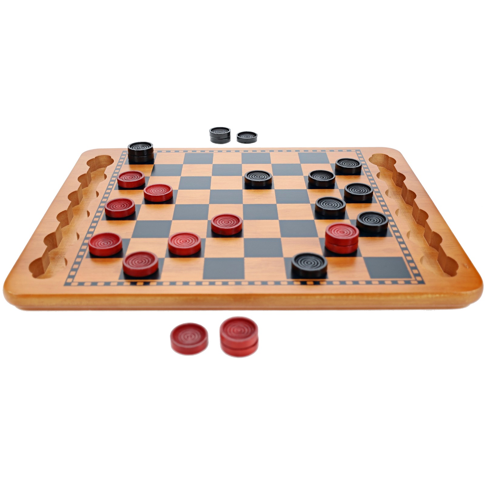 WE Games Traditional Red & Black Checkers Set, Solid Wood Board with Grooves