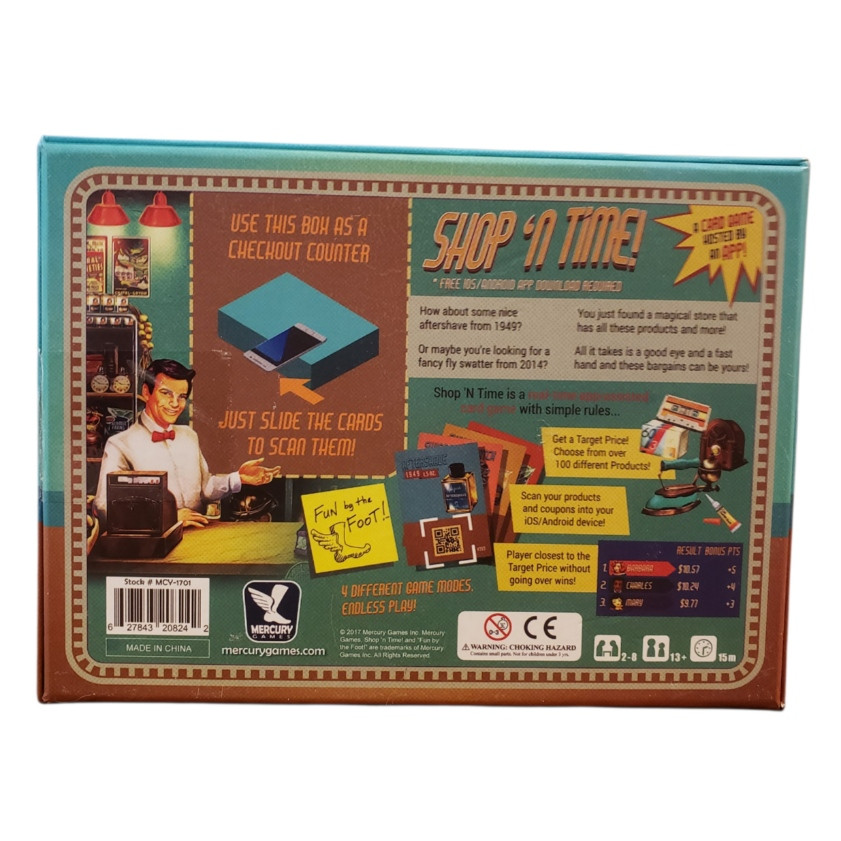 It’s Shop ’N Time! Board Game Mercury Games 2017 App-Assisted Brand New 2-8 Play